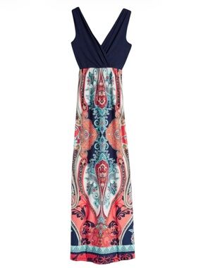 Renee C Bold Print Sleeveless
Summer Maxi Dress Size Small S EUC